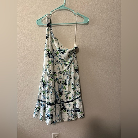 NWT free people all mine one shoulder floral mini dress linen OB967019 sz small - Picture 11 of 12